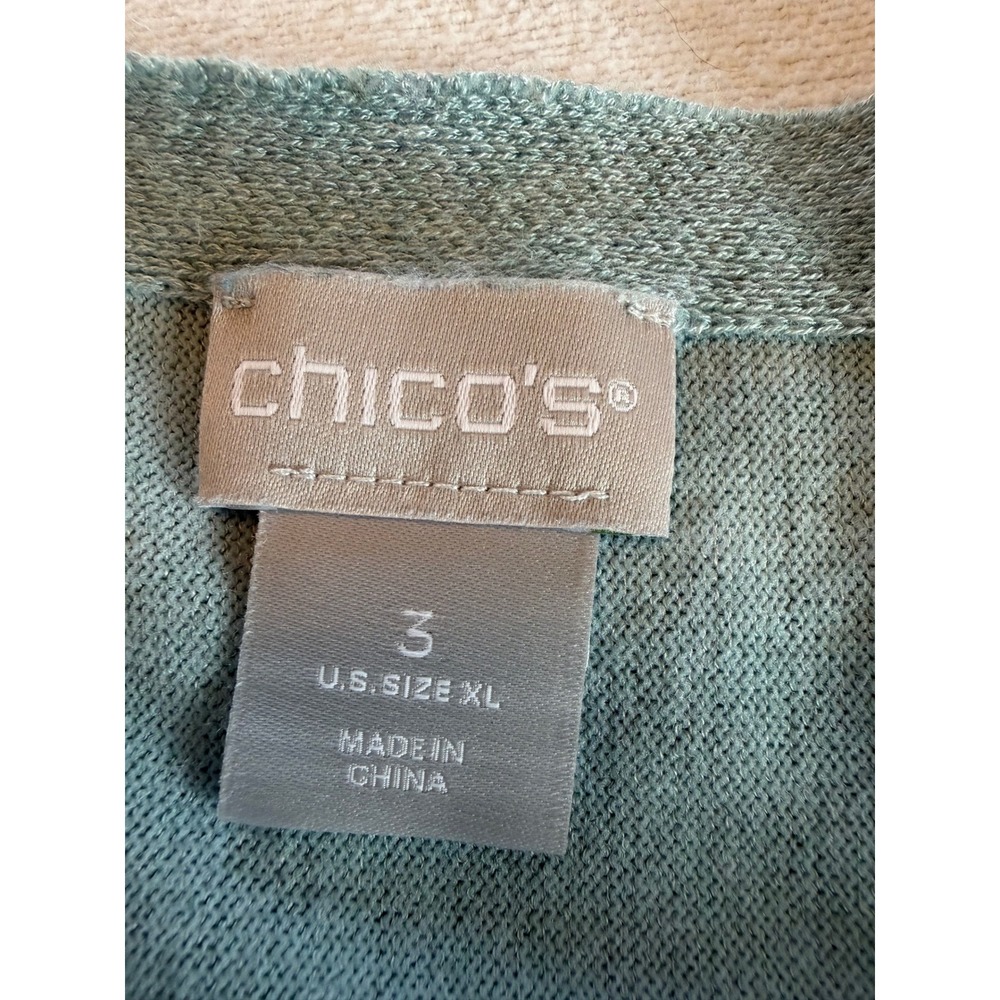 Chico's Seafoam Green Heathered Knit Tunic Top 3/4 Sleeve Boat Neck Size 3 XL - Picture 5 of 7